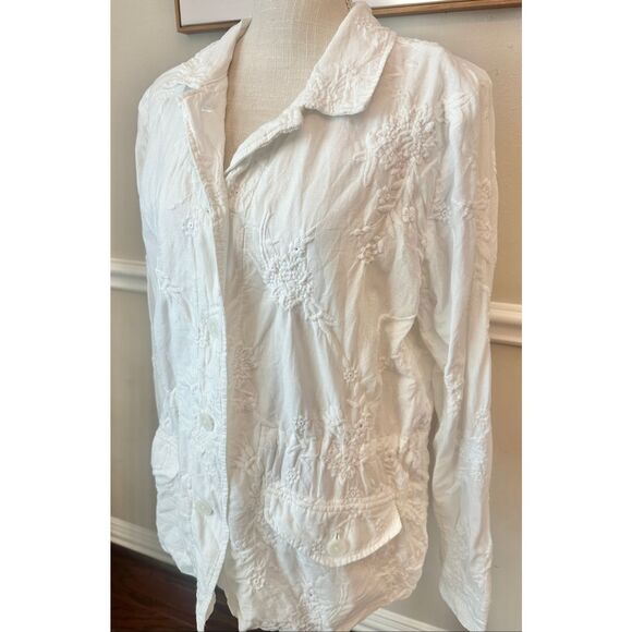 J Jill Eyelet Embroidered Cinch Waist Jacket Size Large - Picture 2 of 7